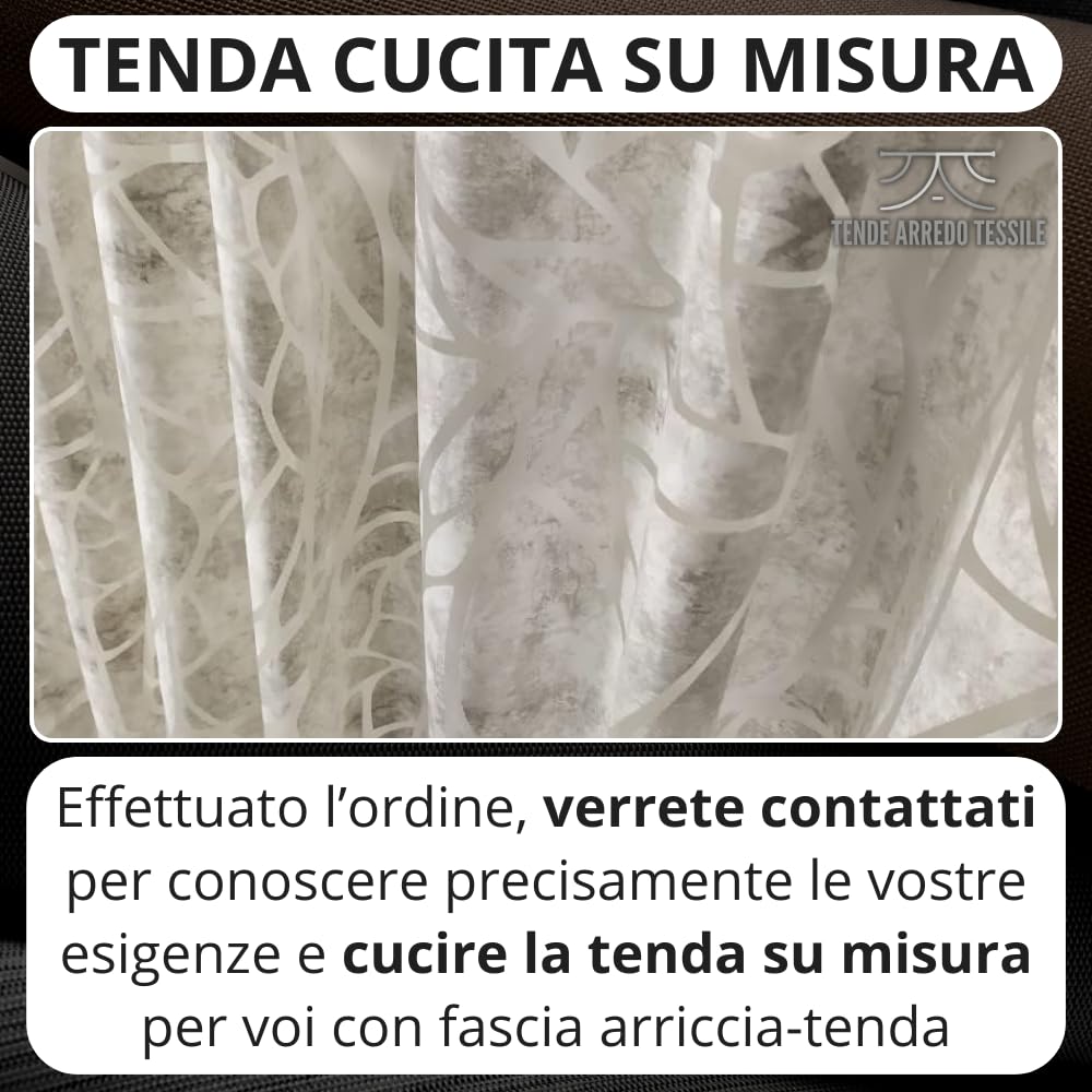 Tende Arredo Tessile - Tendoni per Salotto (L. 300cm H. 300cm) Tende per Interni Moderne Made in Italy Cucita Artigianalmente, Ideale come Tenda Camera da Letto, Cucina, Soggiorno, Cameretta (Grigio)