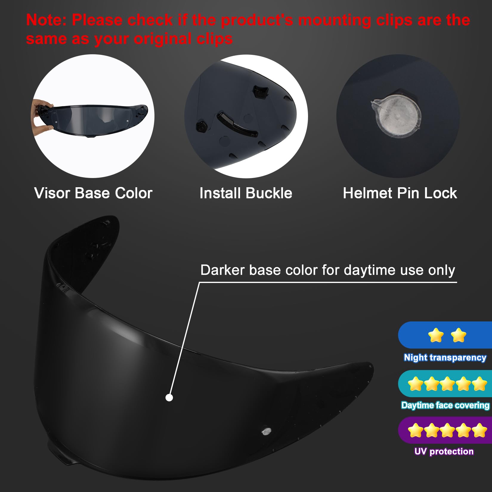 PSLER Visiera per Casco per Shoei NXR2 Z8 Visiera Colorata per RF-1400 CWR-F2 CWR-F2R X-Fifteen X15 X-SPR Pro Protezione UV per Moto Accessori di Ricambio per Visiera Protettiva(Nero Scuro)