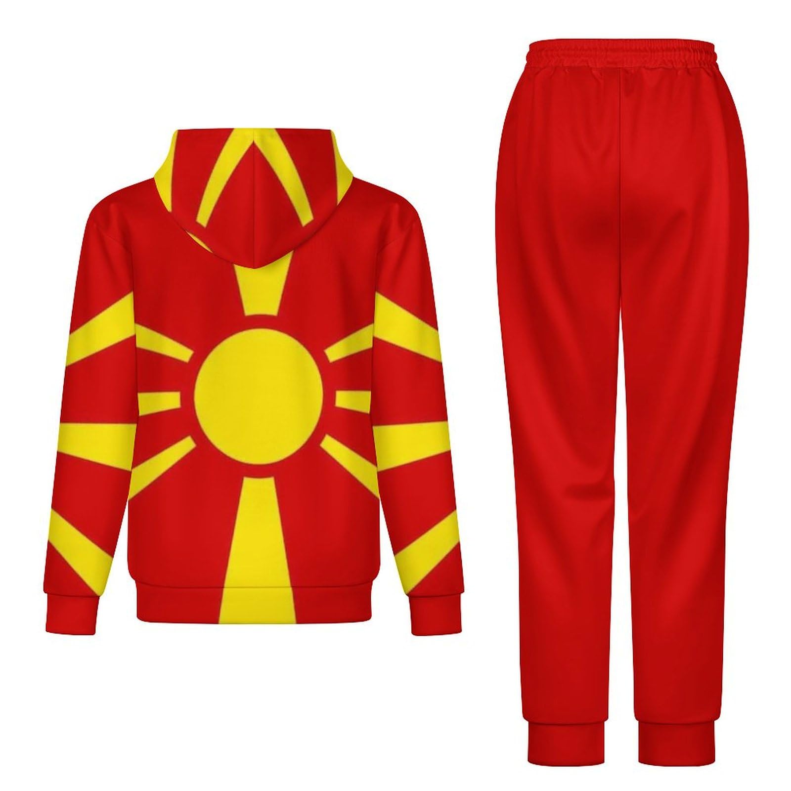 Tuta Da Uomo E Da Donna Set Completo Da 2 Pezzi Tuta Da Ginnastica Novità Bandiera Della Macedonia Stampa A Maniche Lunghe Girocollo Felpa Jogger Pantaloni Della Tuta Lounge Set Completo