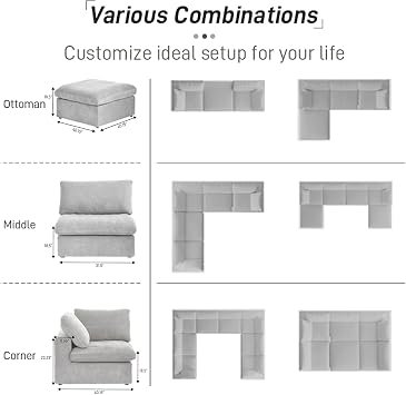 160.6 Cloud Modular Sectional Sofa with Thick Cushion,Down Filled Comfort V Shaped Sofa Couch for Living Room,Minimalist Wide Deep Seat Convertible Couches,4 Seater & 1 Corner+1 Ottoman