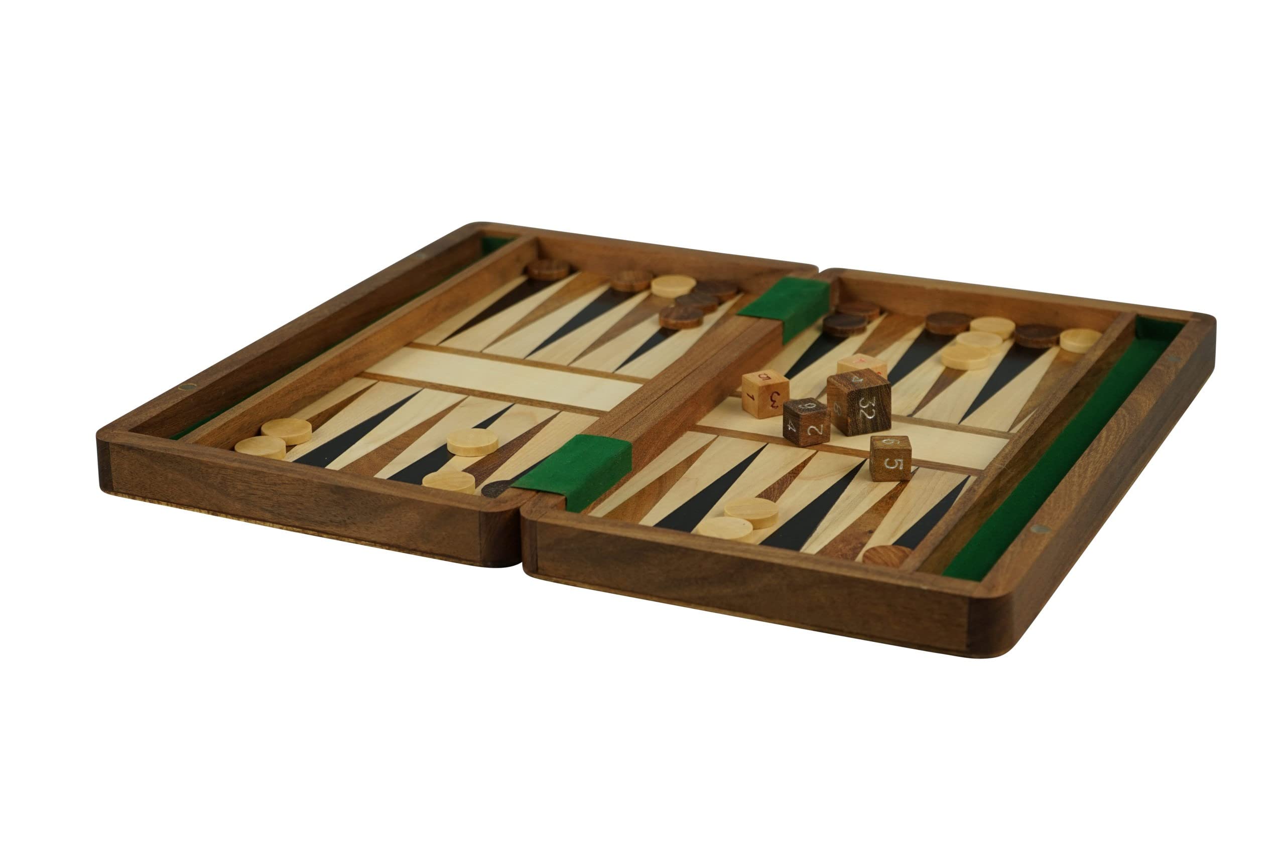 Ensemble de backgammon en bois massif 25,4 cm