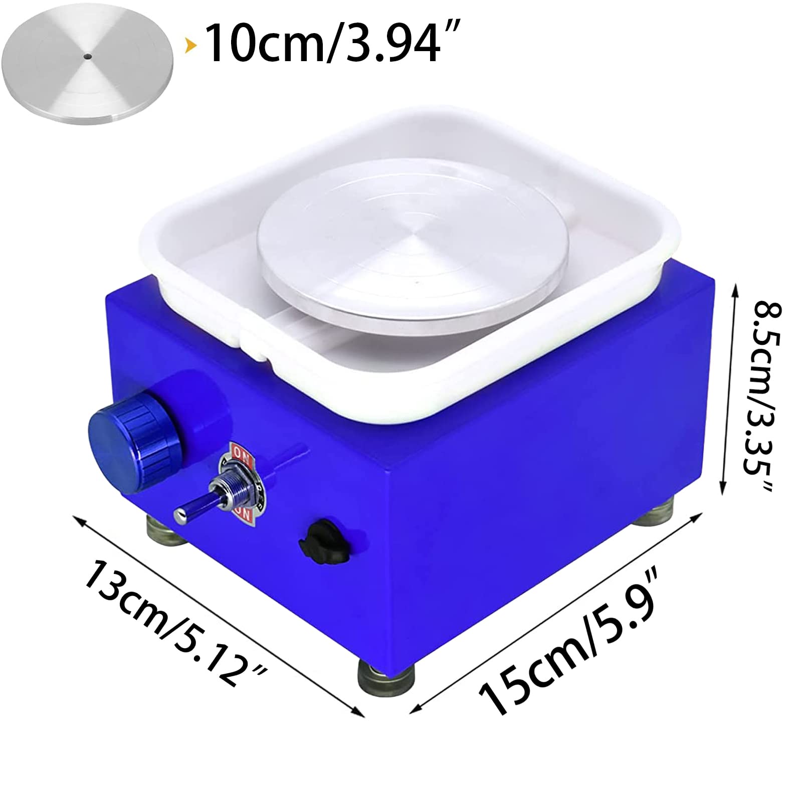 DYOUen Elektrische Töpferscheibe -Tonmaschine Mit 10 cm Drehteller und Abnehmbarem ABS Schallwand Pottery Wheel Drehteller Elektrisch Minitopf Töpferset für Anfänger Weihnachten