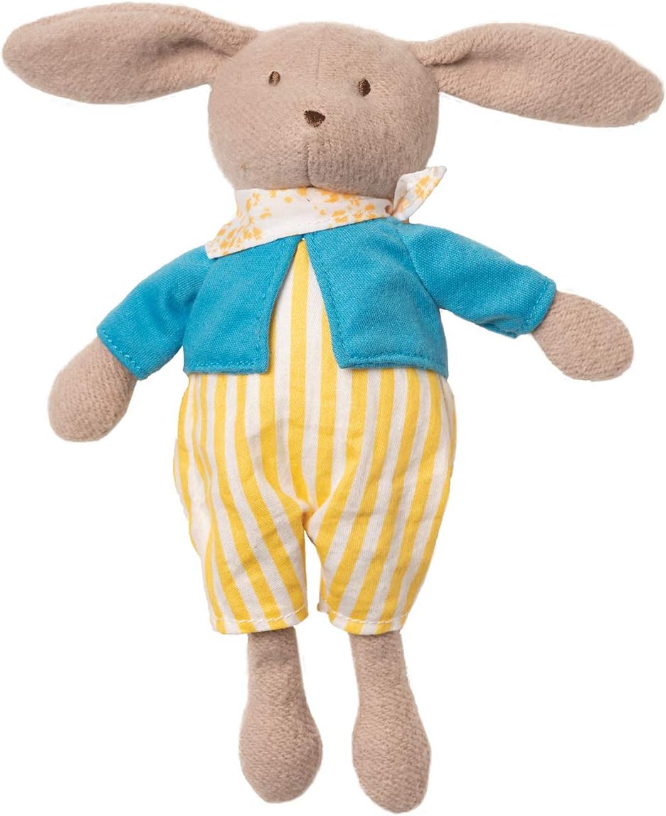 Manhattan Toy Petit Artiste Bunny Doll, Soft Book, & Wooden Teether Baby Soothing Gift Set Medium