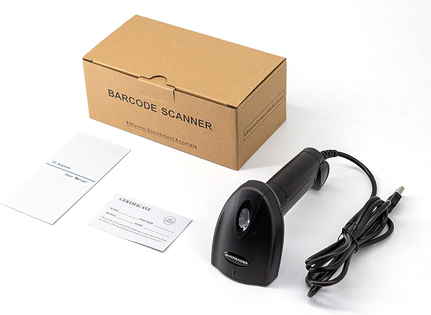 Package contents of JIAN BOLAND U1C Barcode Scanner