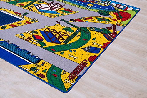 Kids Rugs Construction Zone Of Road Driving Fun Yellow And Multi Anti Slip Rug #TOP5
