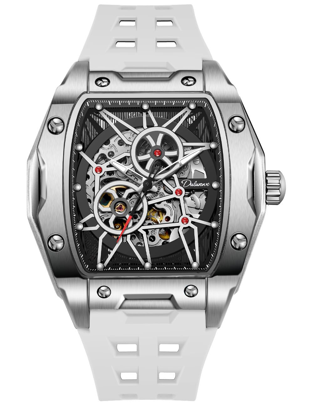 Men Watches Tonneau Mechanical Automatic Winding Elegant Wristwatch for Men