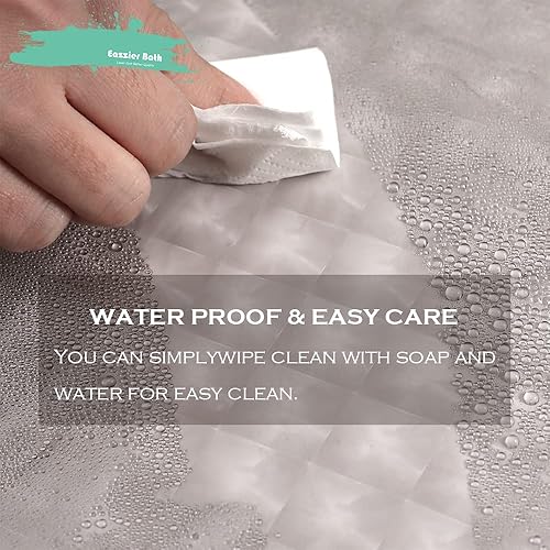 Miniatura 2 de Eazzier Bath Cortina de ducha de plástico gris cristal 3D, 72 x 72 pulgadas, fino y ligero cubo de hielo de plástico para baño, ducha, sala de