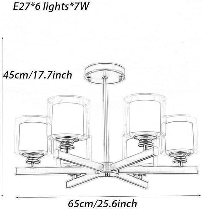 MHBGX Sputnik-kroonluchter, moderne industrie, klassieke plafondlamp, retro lamp, E27-fitting, kroonluchter in drie kleuren, geschikt voor woonkamer, eetkamer en keuken, zwart, 6 lampen photo 3