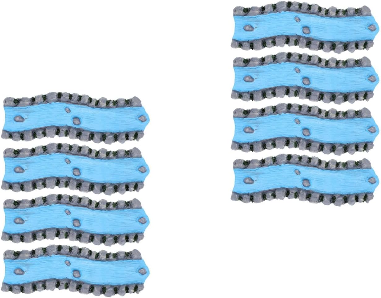 LUOZZY 8pcs Miniature River Ornaments Realistic Resin Stream Water Feature for Fairy Garden Sand Table Decorations