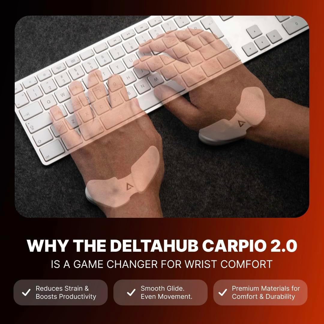 DELTAHUB Carpio 2.0 - Ergonomische Handgelenkauflage für Maus und Tastatur, Karpaltunnelunterstützung, Schmerzlinderung, Anti-Ermüdung, leichtes Gleiten, Bürocomputer, Laptop, Gaming - Klein, Schwarz