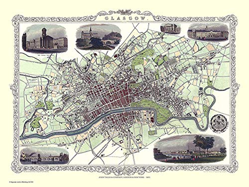Rompecabezas del mapa de Glasgow de 1851 de 1000 piezas para una tarde de relax en casa 1