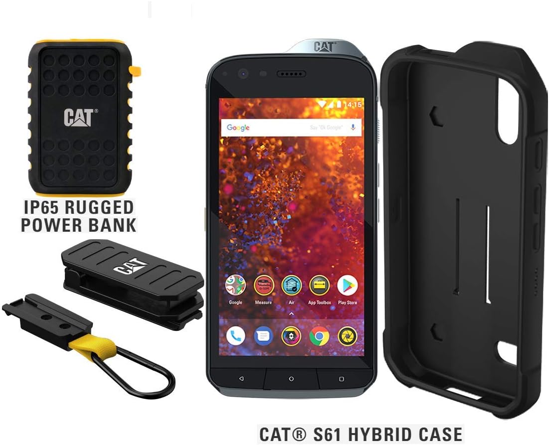 CAT S61 Single SIM 64GB Unlocked Smartphone with Integrated FLIR Thermal Imaging Camera, 10,000mAh Rugged Power Bank & CAT S61 Hybrid Case - North American Variant - 2 Year Warranty