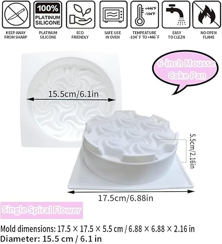 Miniatura 2 de Molde de silicona para pastel de mousse francés de una sola flor 3D de 6 pulgadas, molde de silicona para tartas, crisantemo, girasol, dona, barra