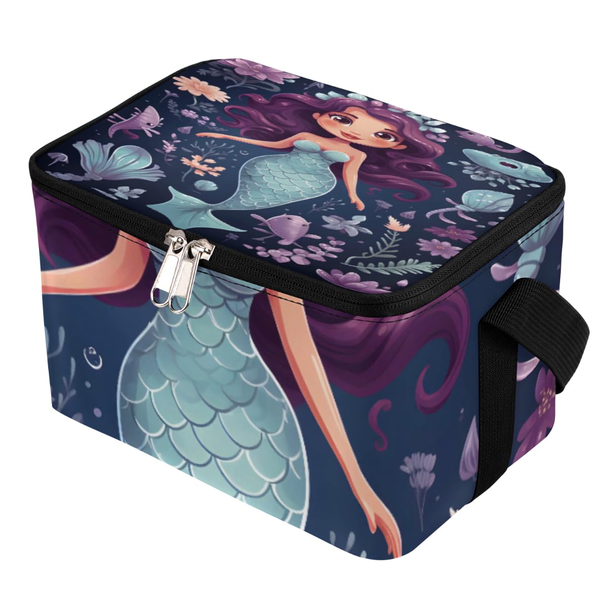 GzLeyigou Lunch Bags for Women Men 9 Cans,Ocean Mermaid Hot & Cold Food Delivery Bag Insulated Grocery Bag Insulated Lunch Box Mermaid Coral Cooler Bag for Office Work Picnic Beach