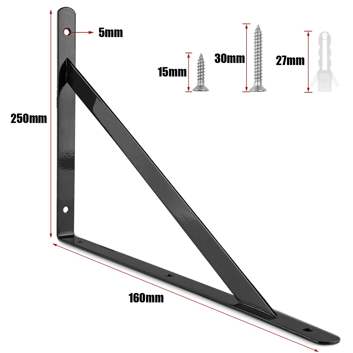 STARVAST 12 Pcs Heavy Duty Shelf Brackets, 250 x 160mm Floating Shelves