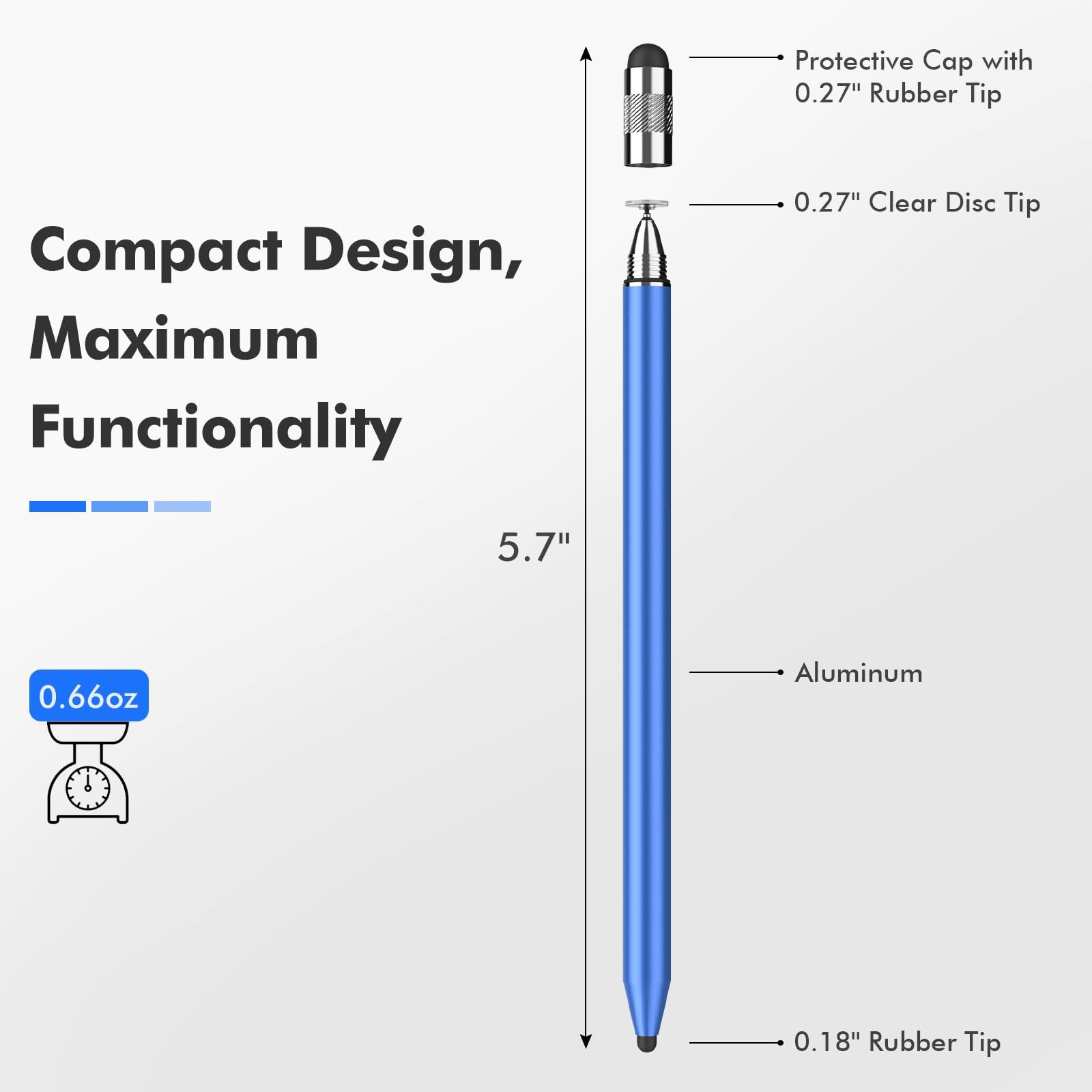 MEKO 3 in 1 Stylus Pens for Touch Screens, High Sensitivity & Precision Capacitive Stylus Pencil for Apple iPad iPhone Tablets Samsung Galaxy All Universal Touchscreen Devices (2 Pack-Black/Blue)