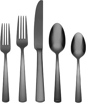 Oneida Aptitude Midnight Glossy 20-Piece Silverware Set for 4, Flatware