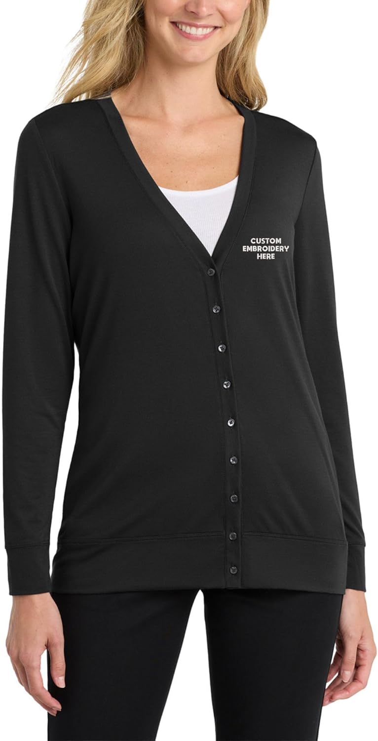 Custom Embroidered Women's Concept Cardigan, Button Front Cardigan Sweater, Personalized Business Logo