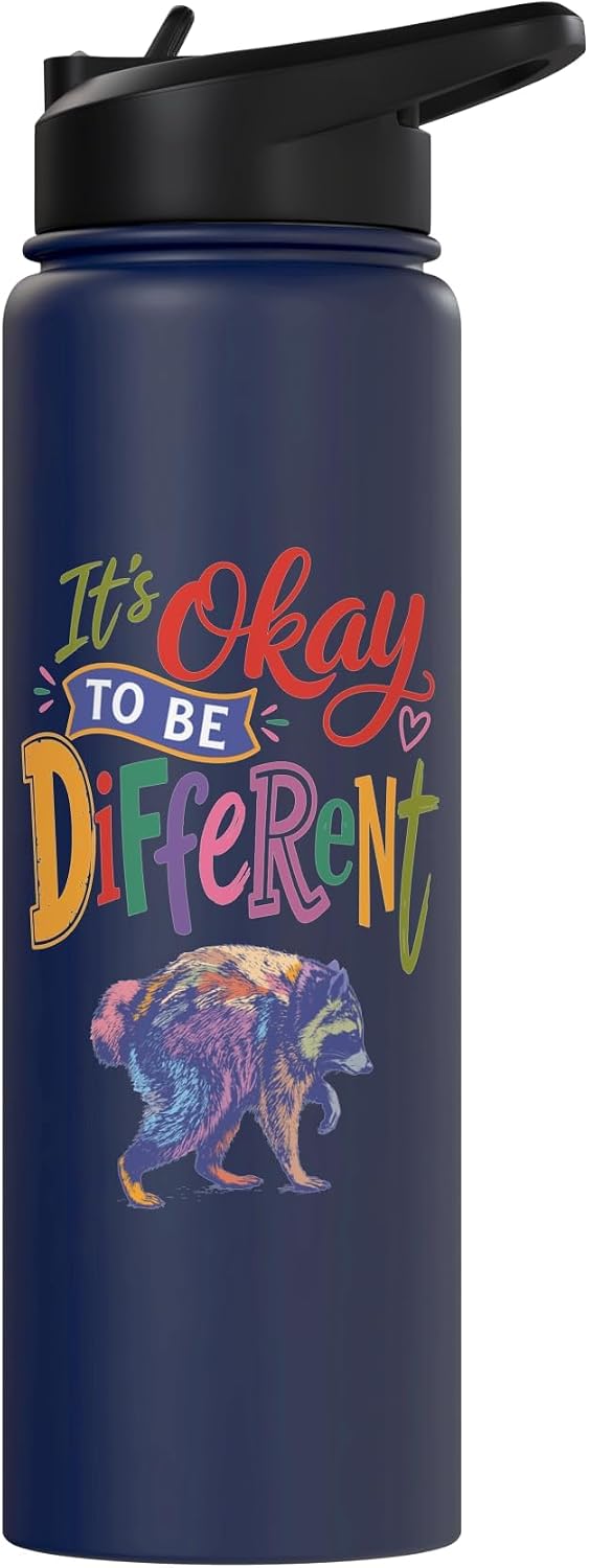 Jimothy It's OKay To Be Different Raccoon Stainless Steel Insulated Water Bottle image 3