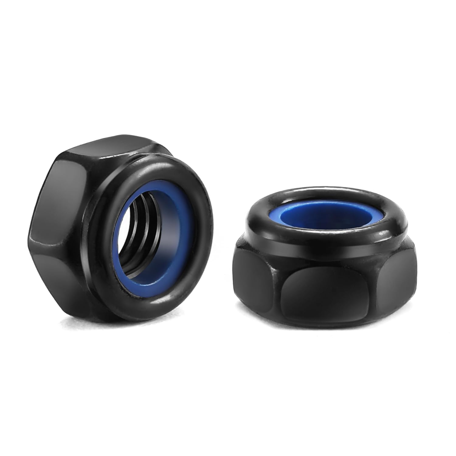 M10 x 1.5mm Nylon Insert Hex Lock Nuts 100Pcs 304 Stainless Steel Locknuts, Hex Drive, Black Oxide by SG TZH