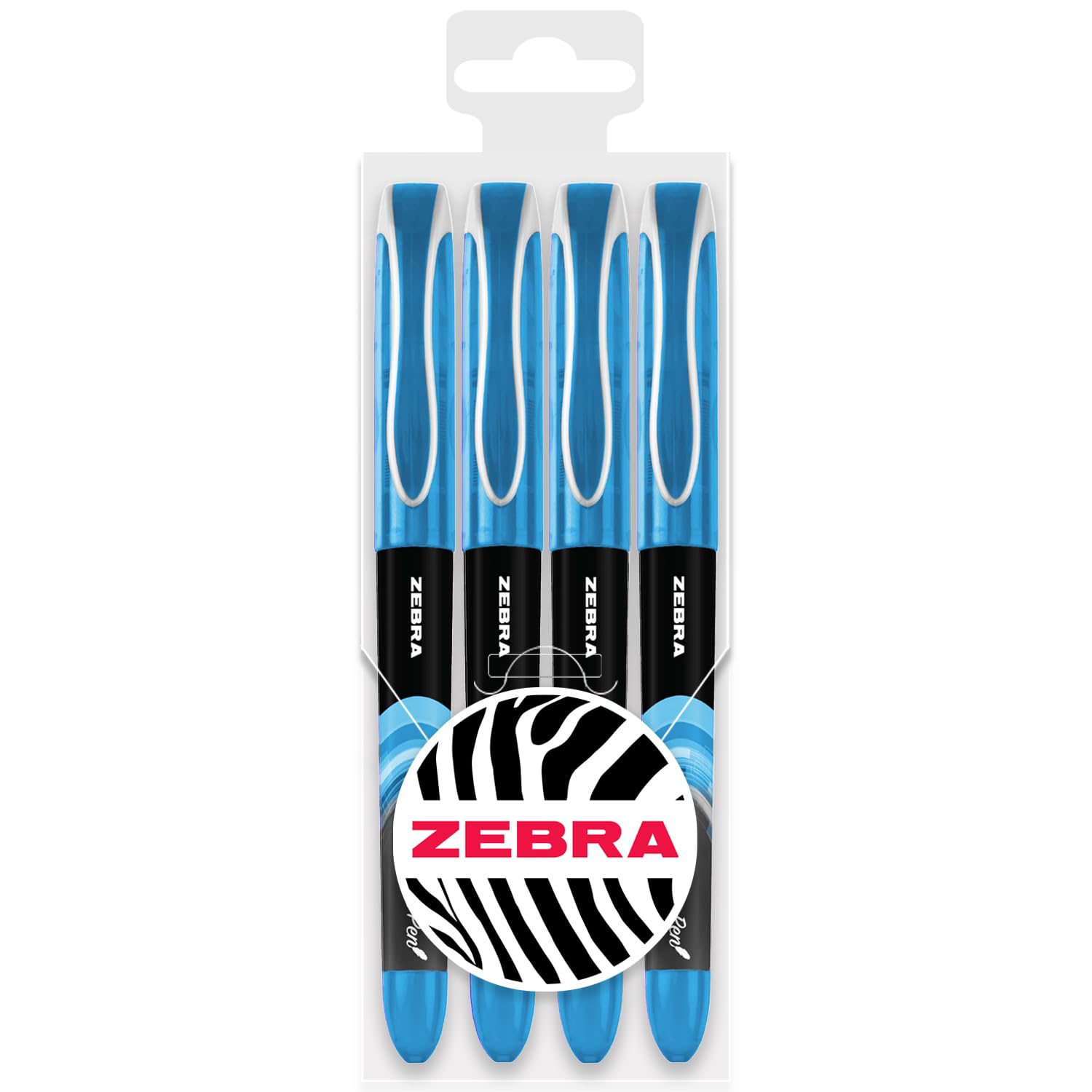 Zebra Fuente - Disposable Fountain Pen - 1.0mm Fine Nib 0.6mm Line Width - In Envelope Gift Packaging - Pack of 4 (Teal)