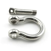 Vista 4 de Heyous 1/2 pulgada 0.472 in tornillo pin ancla grillete de acero inoxidable resistente en forma de arco abrazadera de carga para cadenas Wirerope