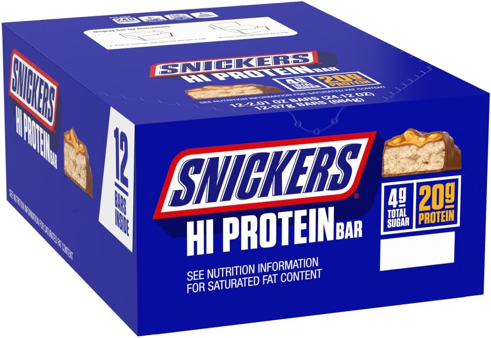 Snickers Peanut Caramel Snickers Protein Bar, 24.12 Oz, Box of 12
