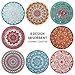 CHEFBEE Set of 8 Coaster for Drinks Absorbent Mandala Ceramic Coasters with Cork Base, Metal Holder, Stone Coasters Set Perfect for Wooden Table, Housewarming, Home and Dining Room Decor