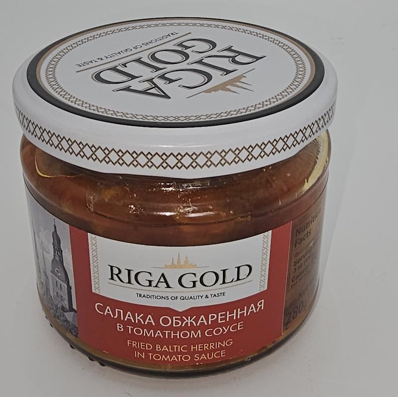 Riga Gold Fried Baltic Herring In Tomato Sauce 280G - Traditional Latvian Fish Delicacy With A Savory Twist