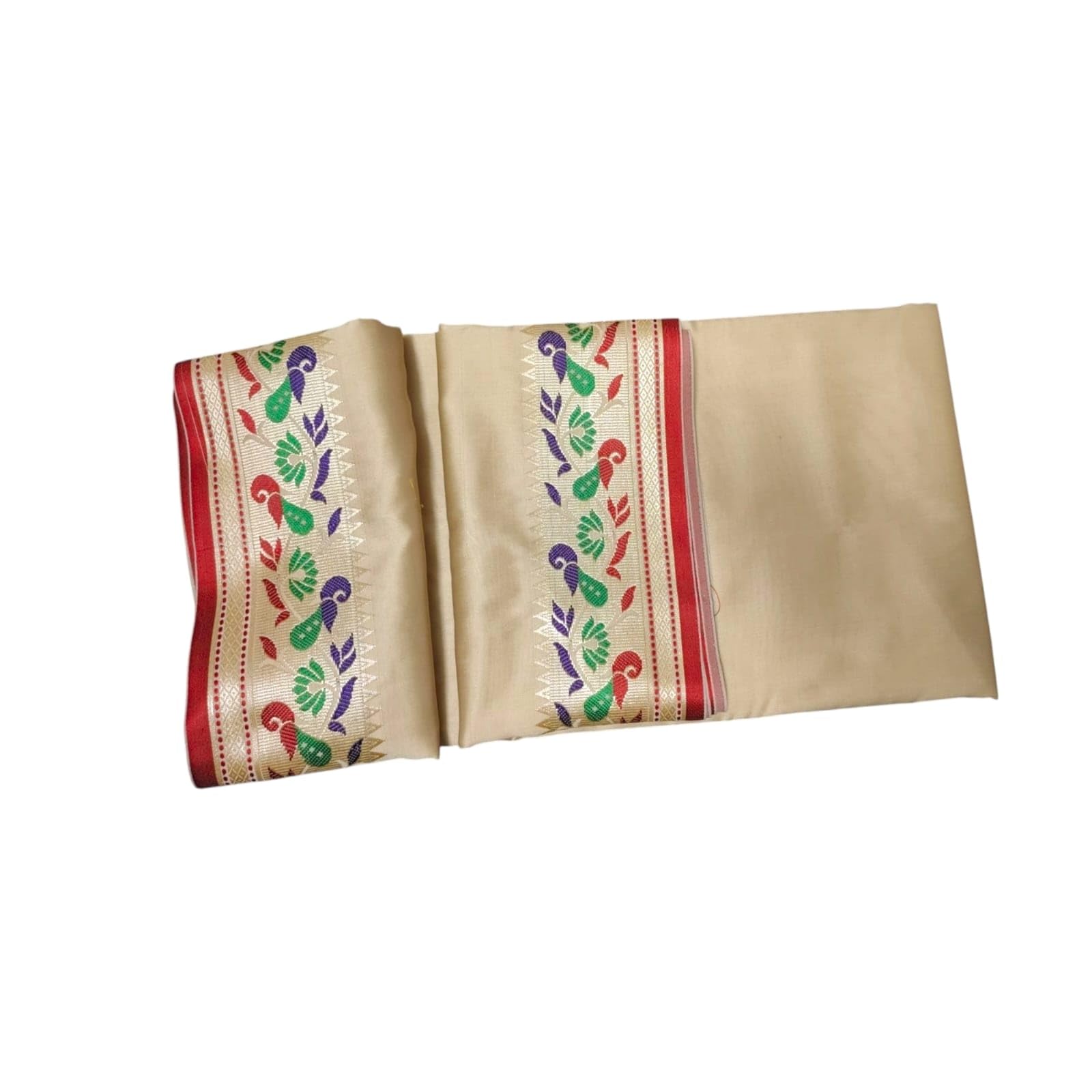 Fancy Man Silk Dhoti & Dupatta With Peacock Border, Traditional Indian Ethnic Wear, Size (4.25+2.25)-picture-45