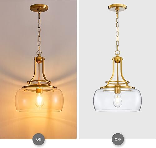 Miniatura 4 de WUZUPS Candelabro rústico rústico industrial redondo para techo, lámpara LED con pantallas de vidrio transparente para comedor, cocina, isla,