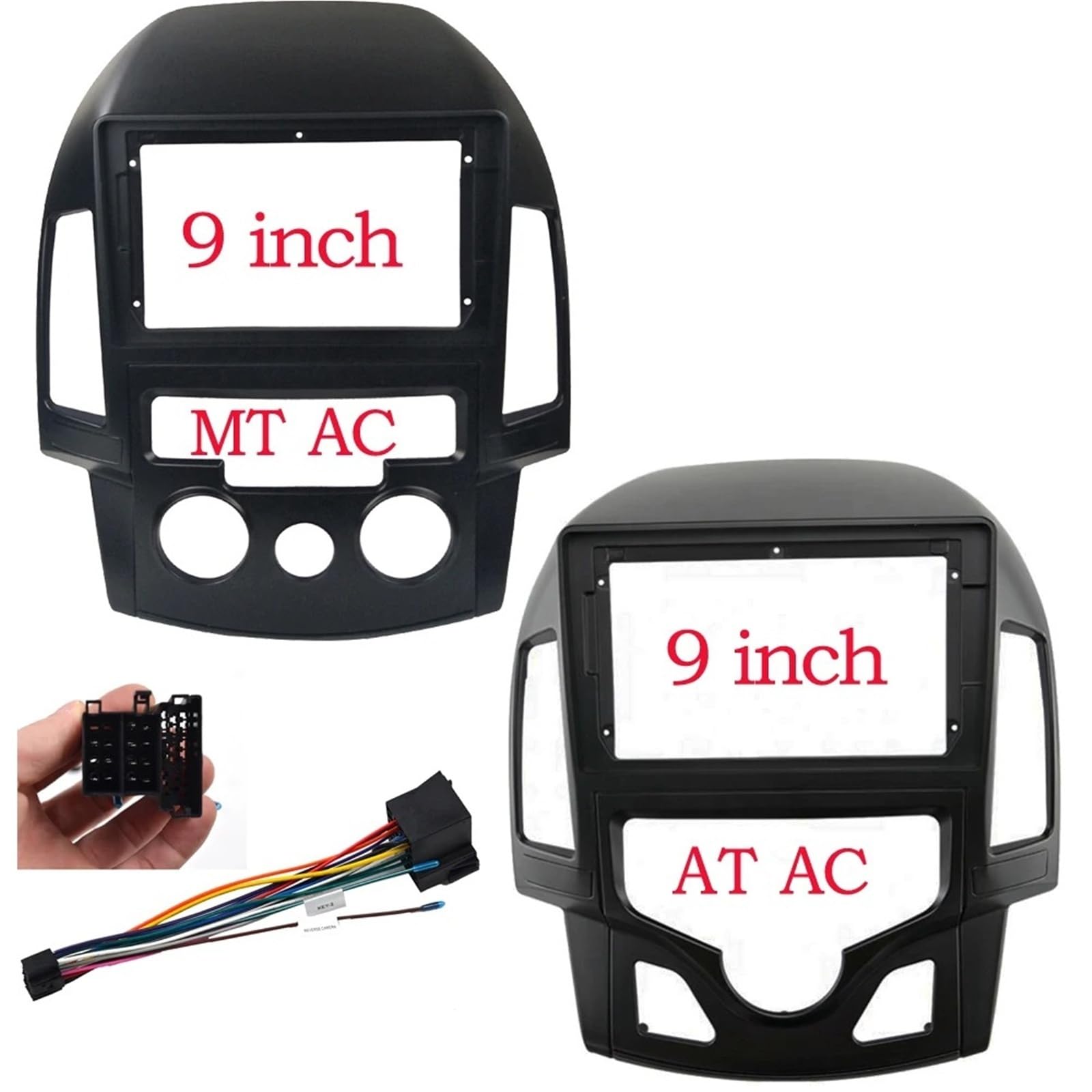 Fascia Marco Radio Coche Marco DVD para Coche Fascia Doble DIN, Panel Adaptador Conexión Audio 9 Pulgadas, Tablero para Hyundai para I30 2008-2011 AT/MT AC