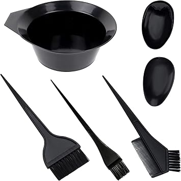 1st Choice Hair Dye Color Brush and Bowl Set, Hair Color Brush Mixing Bowl Kit Tint Comb for Hair Tint Dying Coloring Applicatorthree brushes+mix bowl+earmuffs