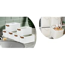 13X13 Cube Baskets Set of 4 + Small Fabric Baskets Set of 6 - WHITE