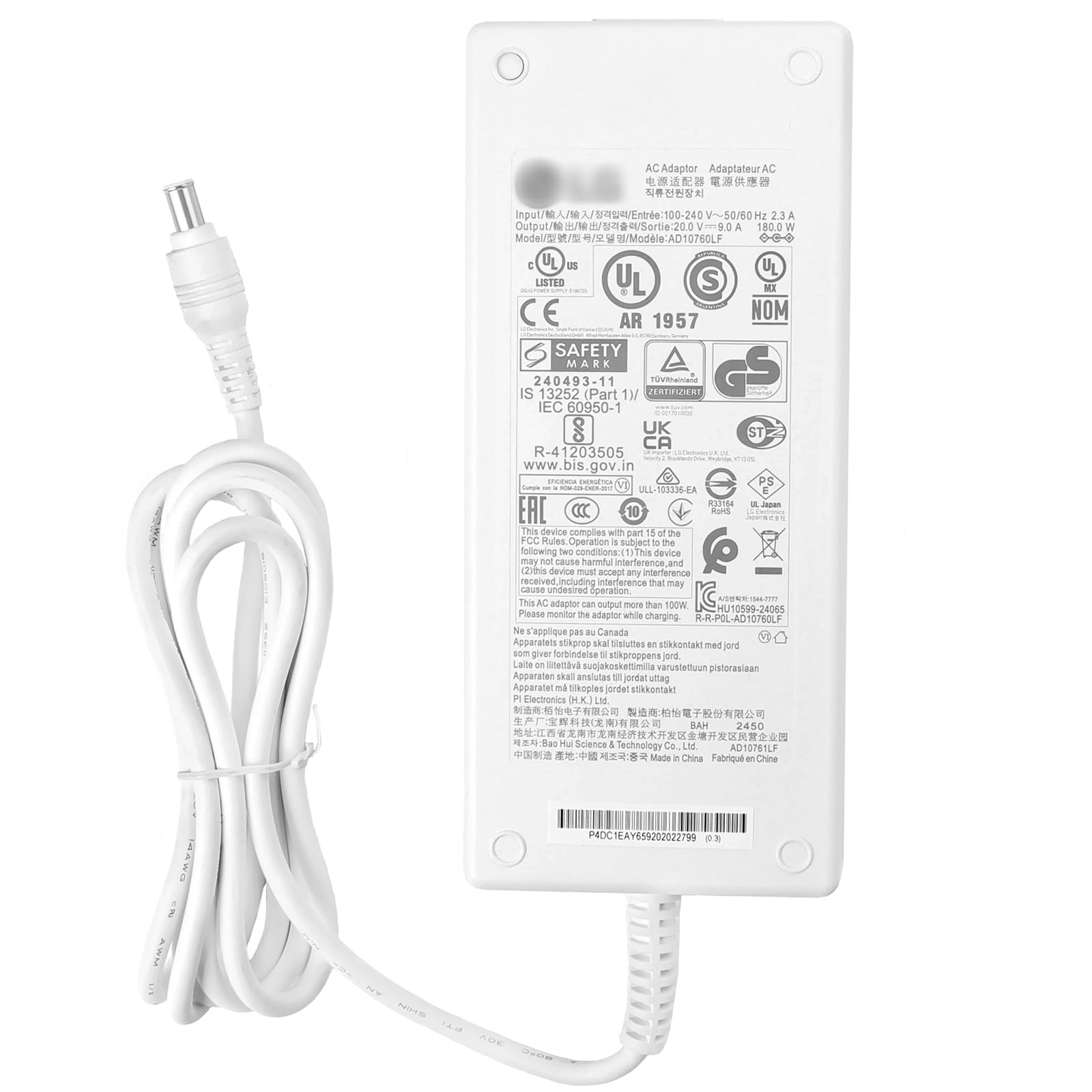 Amazon.co.jp: XTQ ac adaper ホワイト 20V 9A 180W AD10760LF LG