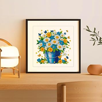 Zhenqing Stamped Cross Stitch Kits for Beginners,Cross Stitch Flowers in Vase 66415