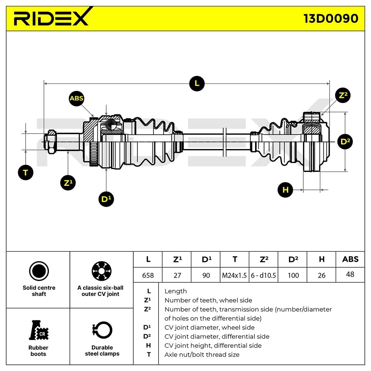 RIDEX Antriebswelle 13D1051 Für BMW 3er E90/E91 - Hinterachse Rechts & Links