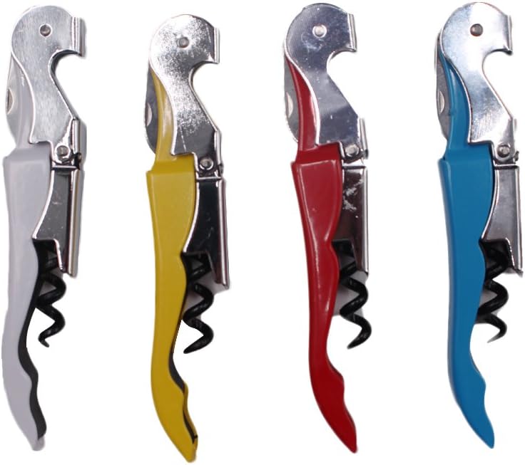 Metallic Double Hinged Waiter's Corkscrew with Foil Cutter 4 Pack