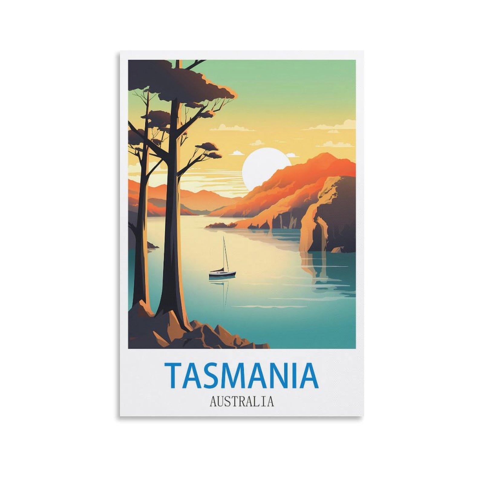 Fzyuen Unframe-Style Tasmania Australia Vintage Travel Posters 16X24inch(40X60cm) Canvas Wall Art Prints For Wall Decor Room Decor Bedroom Decor