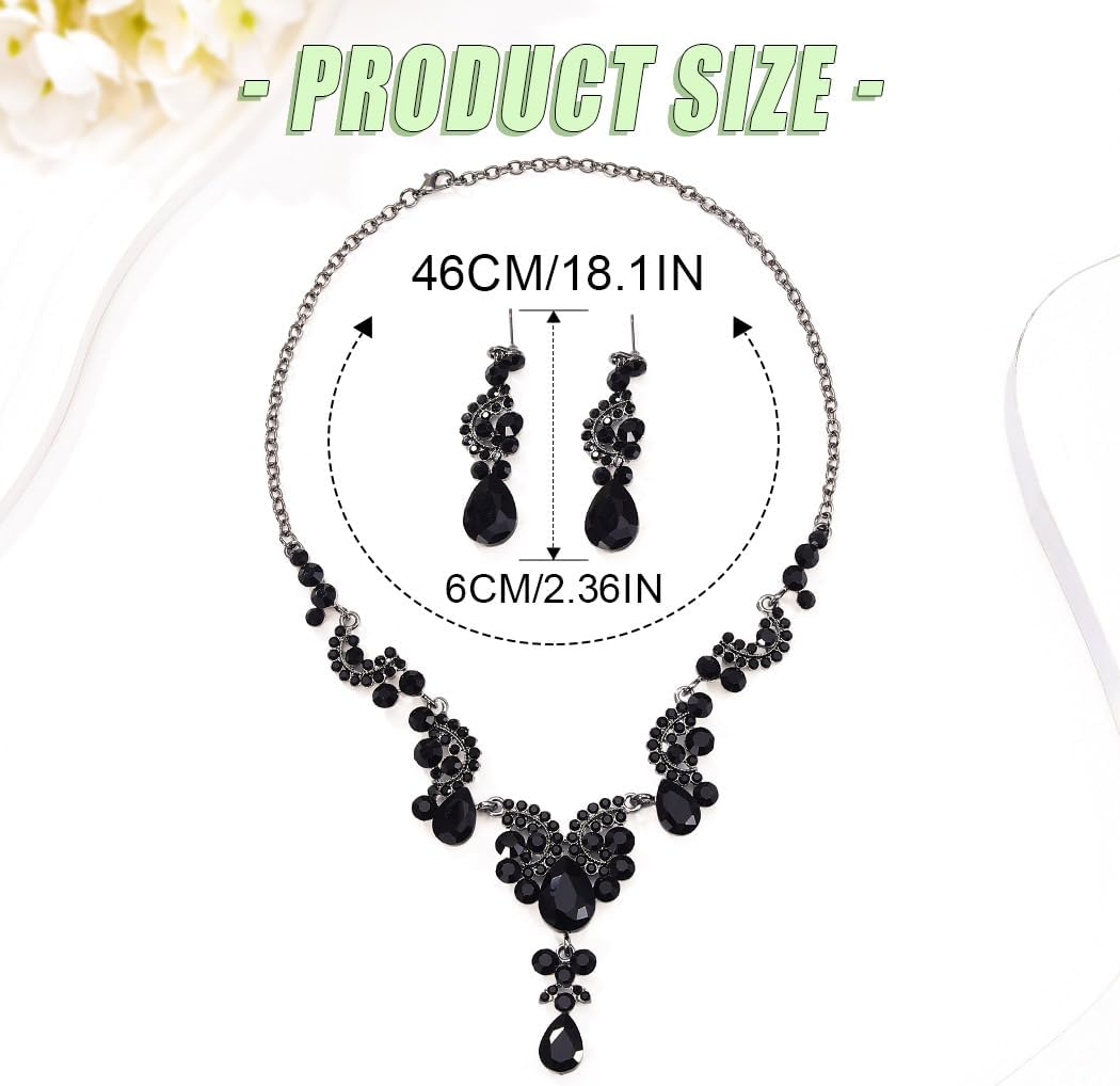 Sixexey Rhinestone Jewelry Set Crystal Necklace and Earrings Wedding Prom Jewelry Accessories for Women
