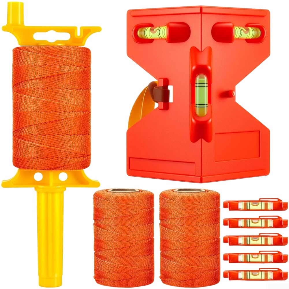 FABULETTA Kit livella magnetica con 3 fiale a bolle, tubo regolabile ad alta visibilità, corda in nylon fluorescente per costruzione di pareti (set 1)