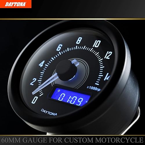 Vista 3 de Daytona Velona - Tacómetro para motocicleta de 15,000 rpm, compatible con Honda Rebel, Cafe Racer y otros lentes esféricos personalizados de 2.362