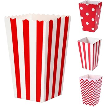 Joysky Pack of 26 Popcorn Bags Red Small Popcorn Bucket Heat Resistant