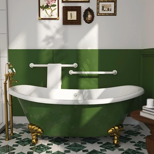 Miniatura 3 de Barra de agarre antideslizante de 24 pulgadas para ducha, color blanco aceitado de 1.25 pulgadas de diámetro, barra de agarre para baño, barra de