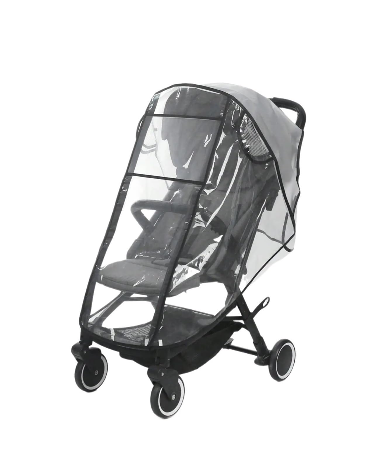 Regenschutz für Kinderwagen, wasserdicht und regendicht, transparent, winddicht, staubdicht, Regenmantel (Schwarz, M)