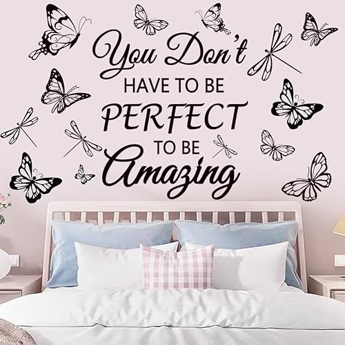 Miniatura 5 de Calcomanías inspiradoras para pared, con texto en inglés You Don't Have to Be Perfect to Be Amazing , calcomanías de arte de pared motivacionales