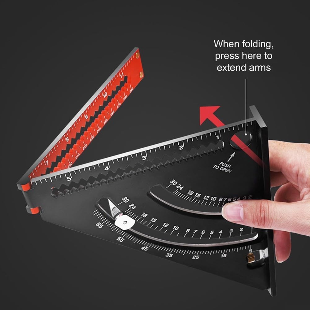 Regla triangular plegable portátil con marco de aleación de aluminio y posicionamiento ajustable para carpintería precisa