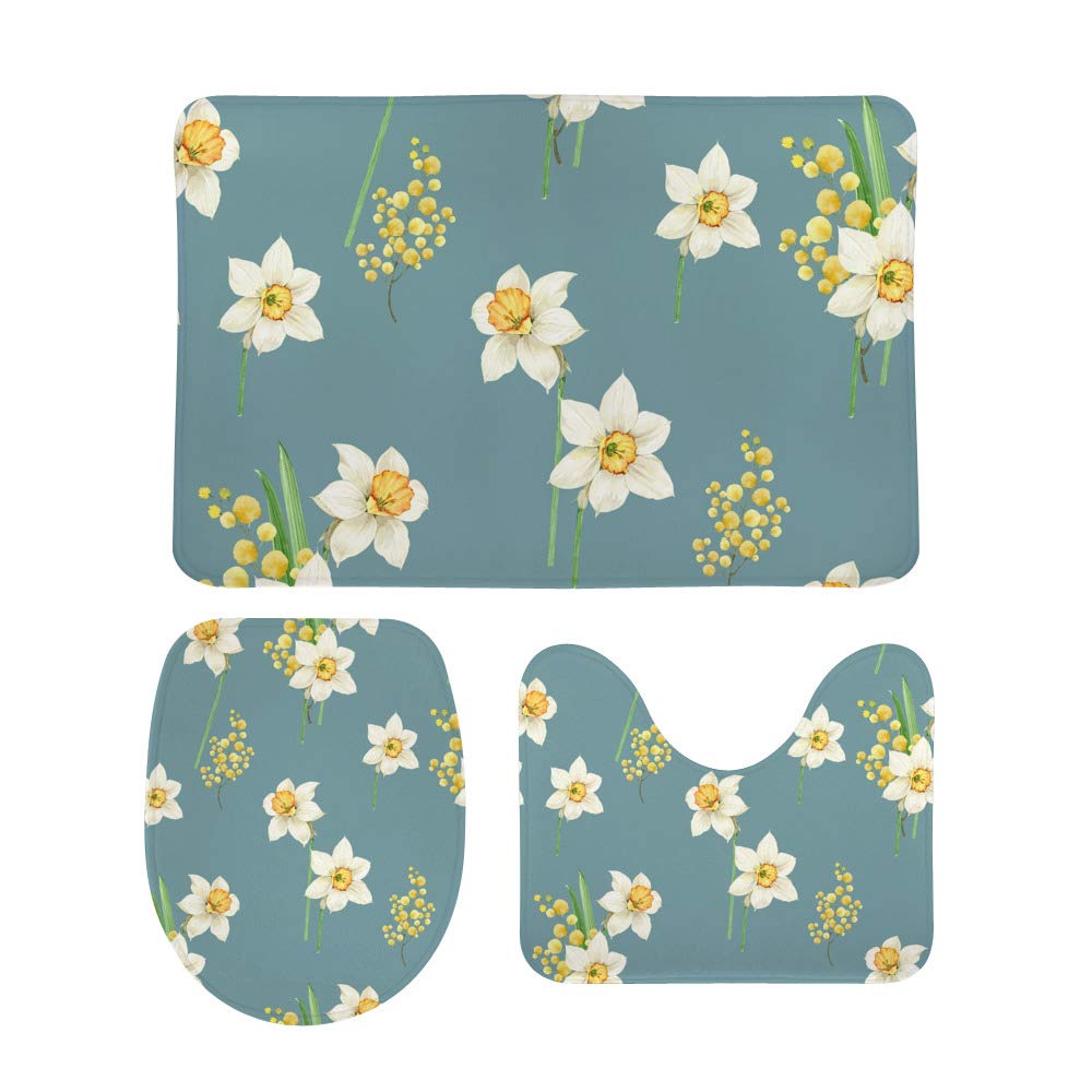Tapis de salle de bain pour pieds au chaud en polaire motif fleurs