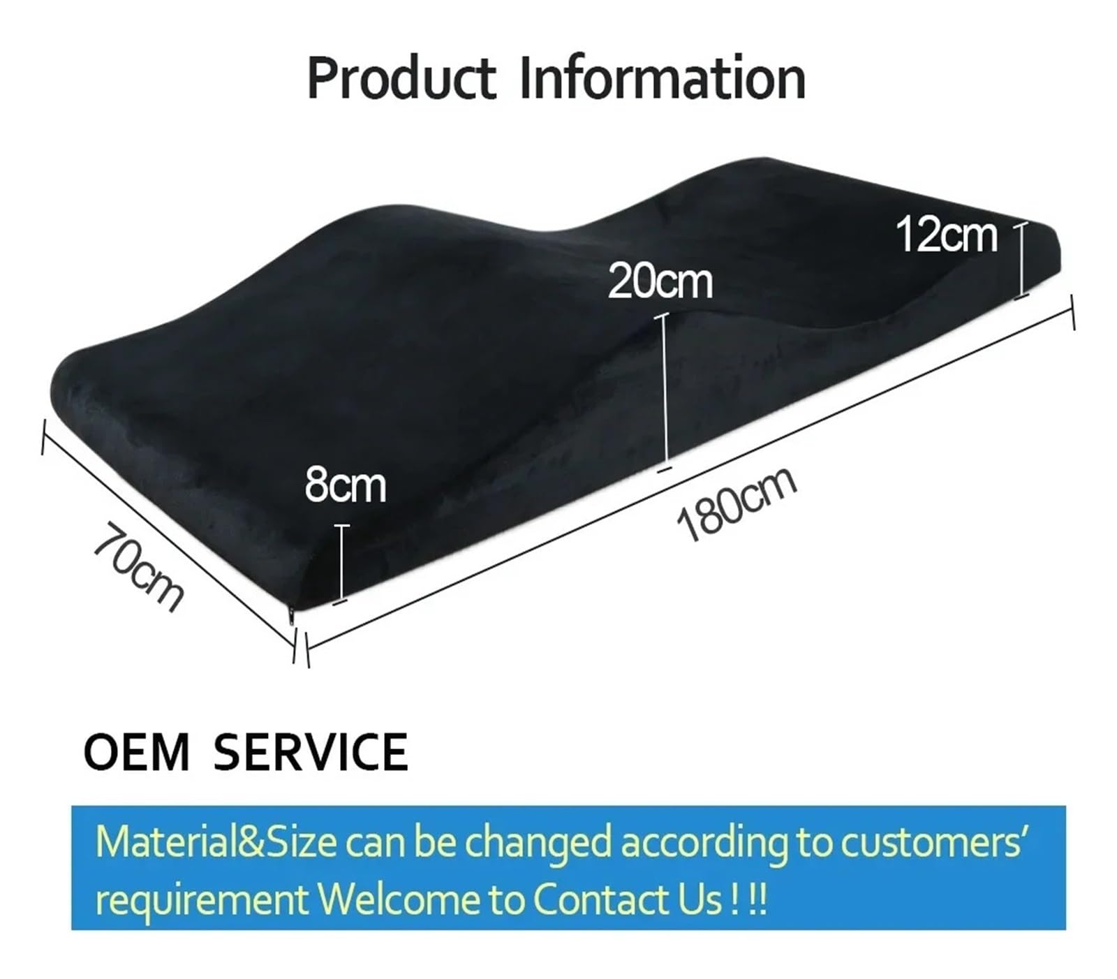 Surmatelas ergonomique incurvé 180 x 60 cm pour salon de beauté et lit de massage