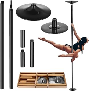 Kit Palo da Danza Portatile 45mm, Palo Regolabile Rotante e Statico per Attrezzatura Fitness | Palo da Danza in Acciaio con Estensione, Palo Rimovibile per Allenamento Domestico per Fitness, Studio, Feste e Allenamento di Danza